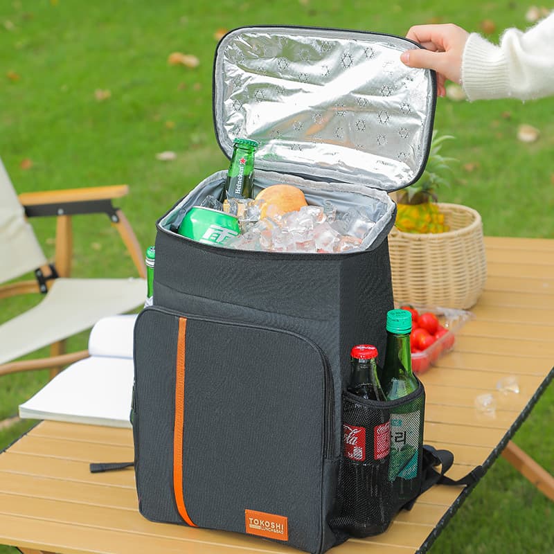 Insulated Cooler Backpack Large Capacity 20.5L Leakproof Thermal Waterproof Soft Sided Grey