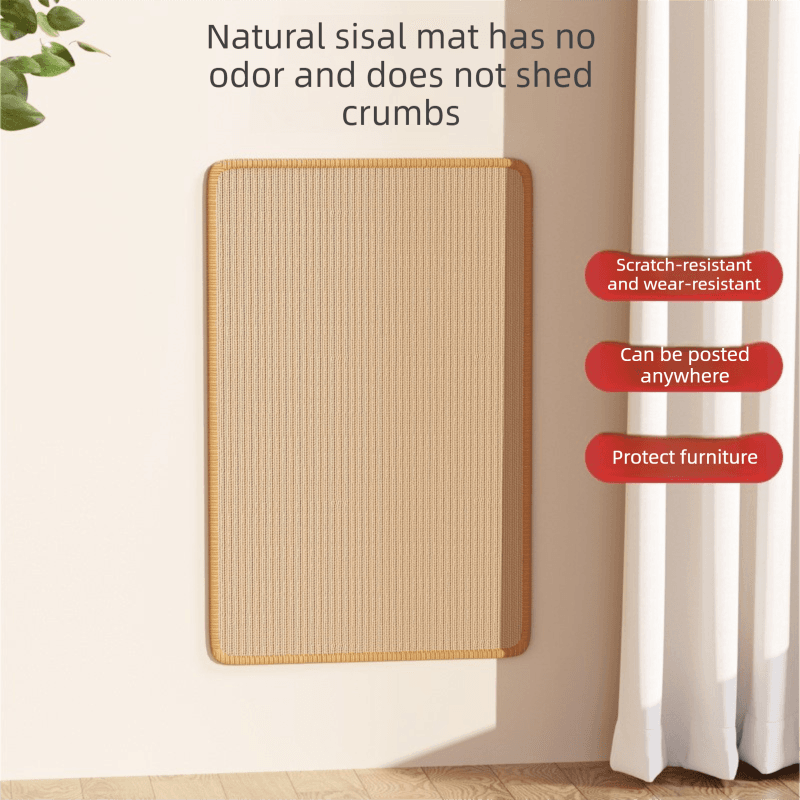 3 Piece Self-Adhesive Sisal Cat Scratching Mat Vertical Wall Mounted Scratcher Board 30cm x 40cm Natural Colour