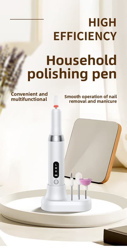 Electric Nail Drill Kit Cordless Portable E-File with Charging Base LED Display White