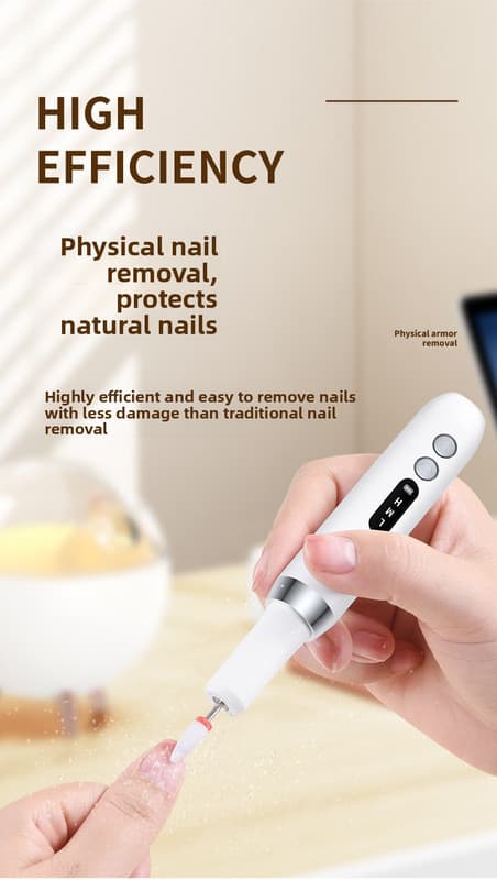 Electric Nail Drill Kit Cordless Portable E-File with Charging Base LED Display White