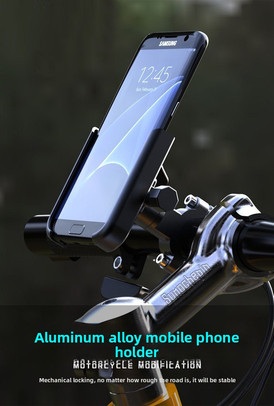 Universal Aluminium Motorcycle Phone Holder Rearview Mirror Mount 360 Rotation Anti-Shake M3 Metal for Motorbike Scooter Black
