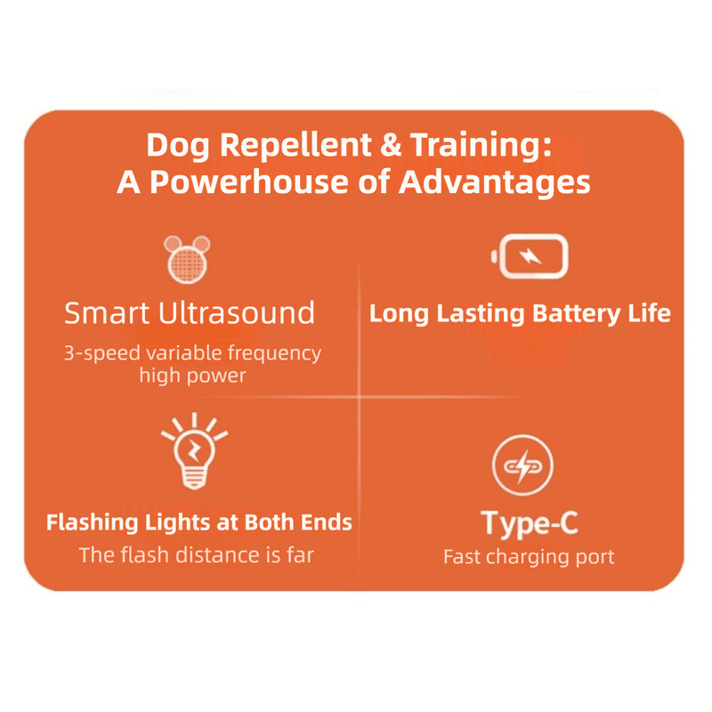 Portable Ultrasonic Dog Repeller Trainer Multi-Function LED Flashlight Outdoor