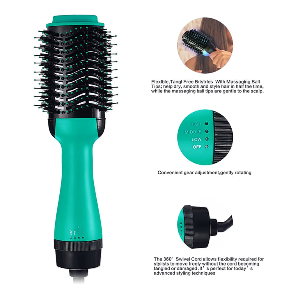 2-in-1 Hot Air Styler Brush Negative Ion Technology 7-Level Temperature 3-Speed Black-Purple