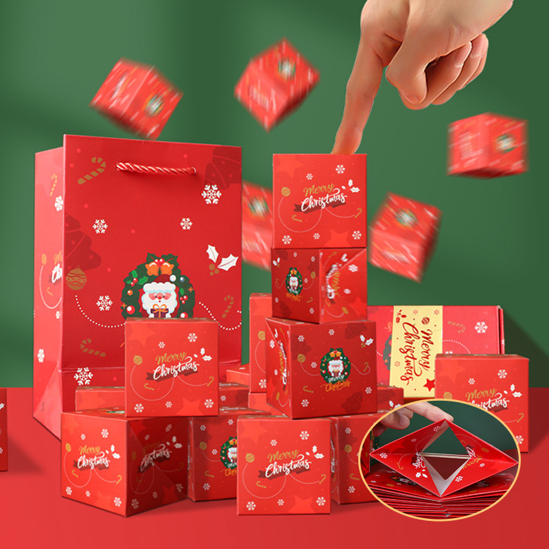 Red Pop-Up Jumping Gift Box Set (20 Bouncing Boxes) - Christmas / Valentine's Day Creative Surprise Gift Kit for Cash & Tiny Gift