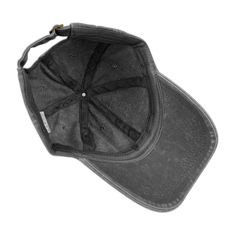 Grey Washed Cotton Baseball Cap with Cat Print - Spring/Summer Casual Adjustable Unisex Couple Sun Hat