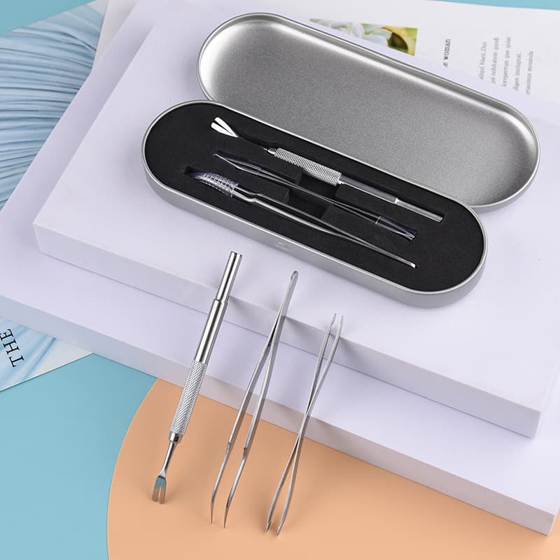 Stainless Steel Pet Tick Remover Tool Kit Professional Fork Double-Head Clip Curved Tweezers 3 Piece