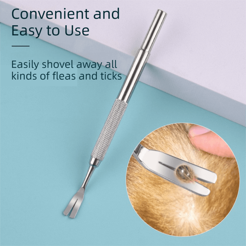 Stainless Steel Pet Tick Remover Tool Kit Professional Fork Double-Head Clip Curved Tweezers 3 Piece
