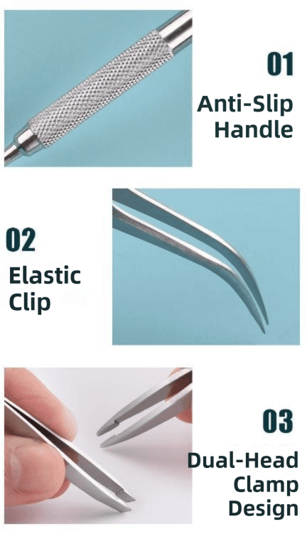 Stainless Steel Pet Tick Remover Tool Kit Professional Fork Double-Head Clip Curved Tweezers 3 Piece