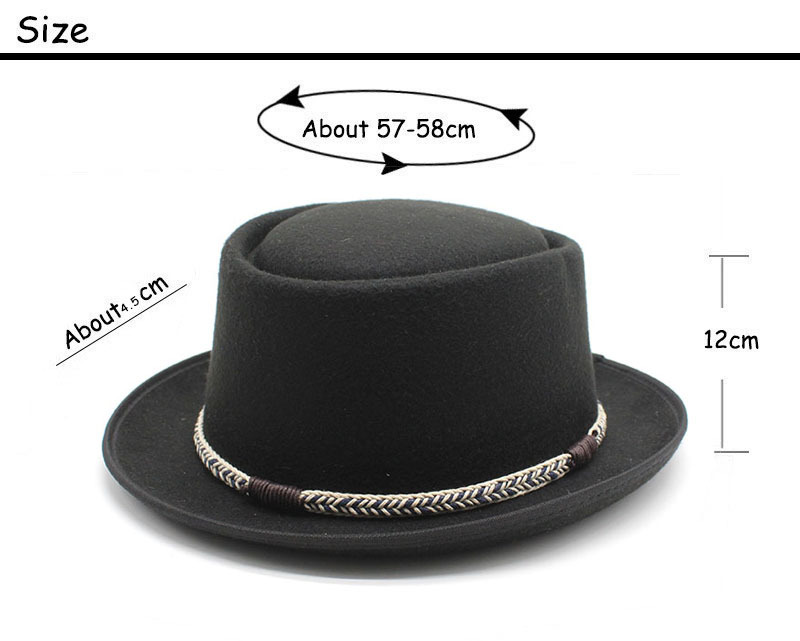 Black Unisex Stylish Pure Woolen Short-Brimmed Fedora - Classic British Gentleman's Fedora with Curled Brim and Dimpled Top