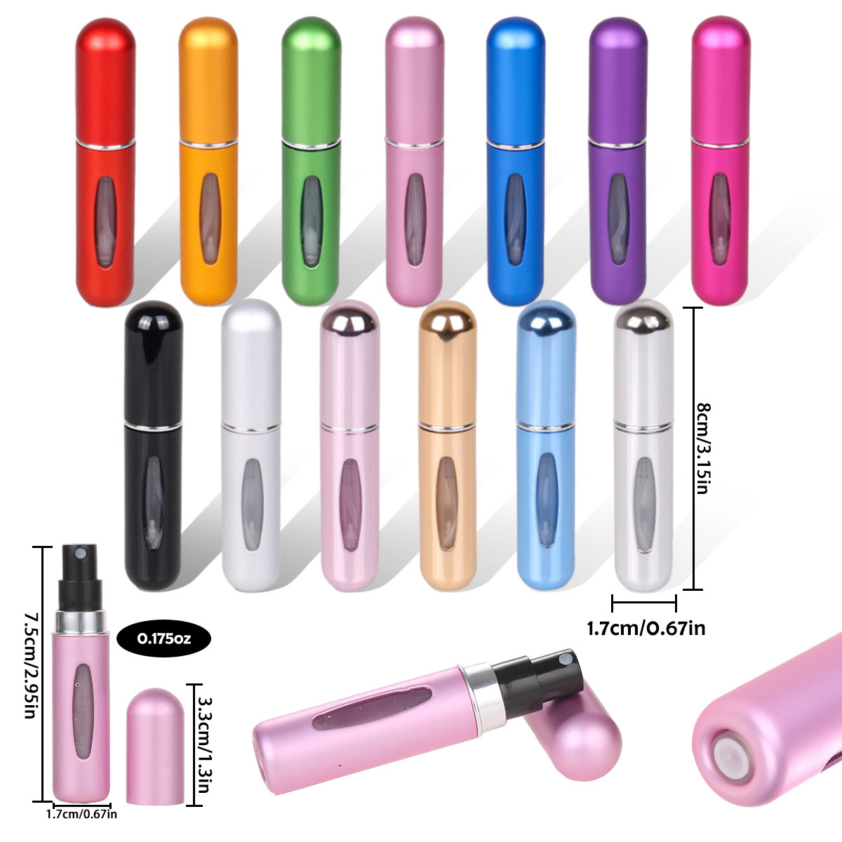 4PCS Gold Portable Perfume Atomizer Bottle(5ML) - Refillable Travel Scent Pump Case, Leak-Proof Aluminum Spray Atomizer