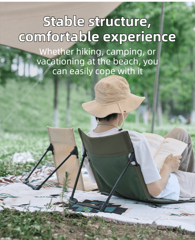 Folding Camping Chair Ultra-Light Aluminum Alloy Backrest Portable Black
