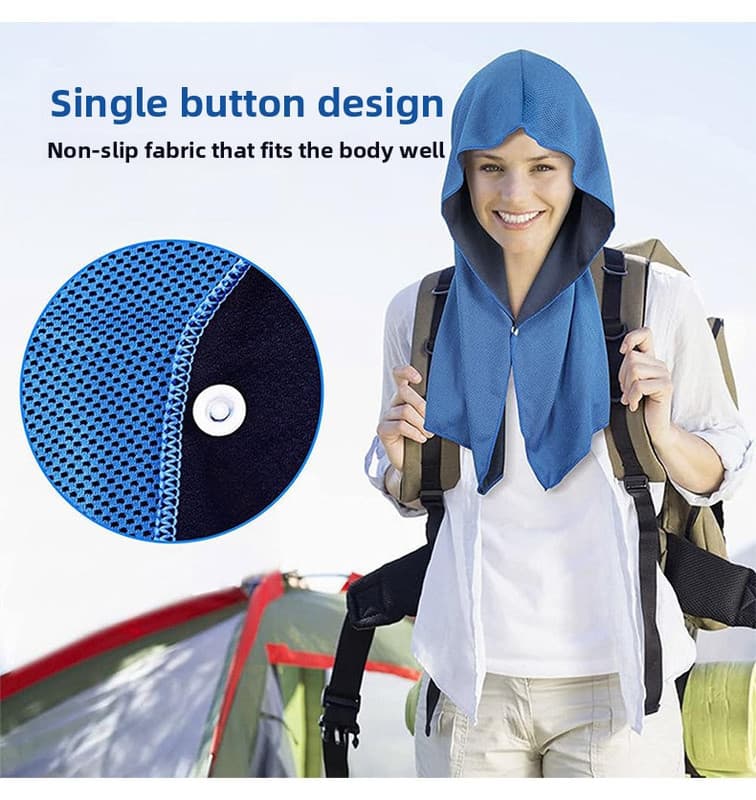 Cooling Hooded Towel Instant Cooling U-Shaped Quick Dry Green