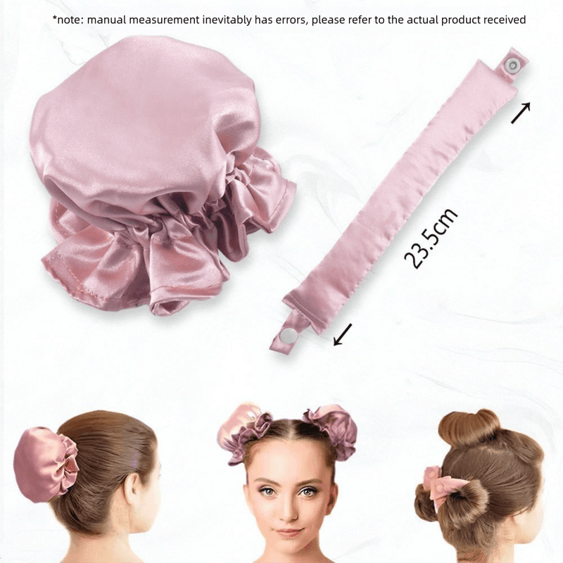 Pink Heatless Hair Curler Set with Satin Ribbon and Sleep Caps for Overnight Big Waves Easy Damage-Free Styling Solution for Local Women Professional Kit