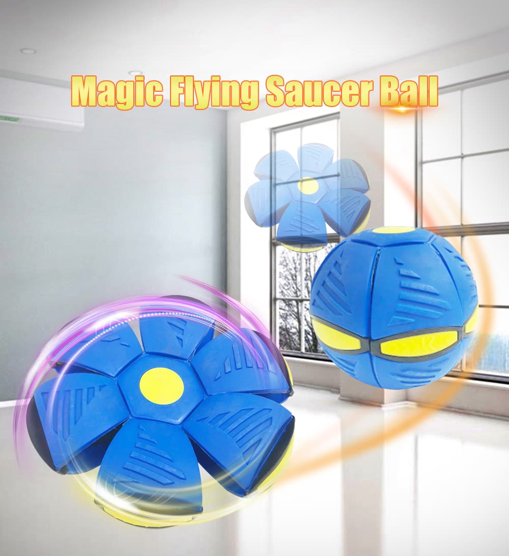 Dog Toy Transformable Dual-Mode Bouncing Ball and Flying Disc Durable Chew TPR Red