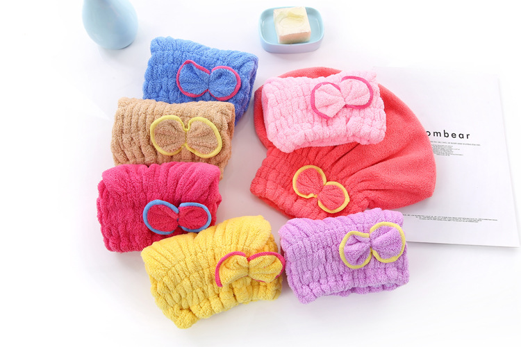 3-Pack Watermelon Red Thickened Coral Fleece Hair Drying Towel Cap – Double-Layered Absorbent Turban with Bow Design for Fast Drying and Gentle Care