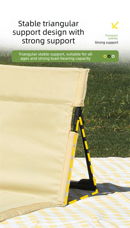 Portable Outdoor Folding Ground Chair with Back Support (Extra Long Brown) - Lightweight Padded Beach Mat & Picnic Seat for Camping, Festivals & Parks