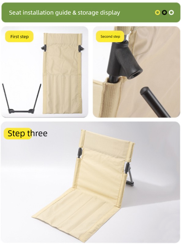 Portable Outdoor Folding Ground Chair with Back Support (Extra Long Brown) - Lightweight Padded Beach Mat & Picnic Seat for Camping, Festivals & Parks