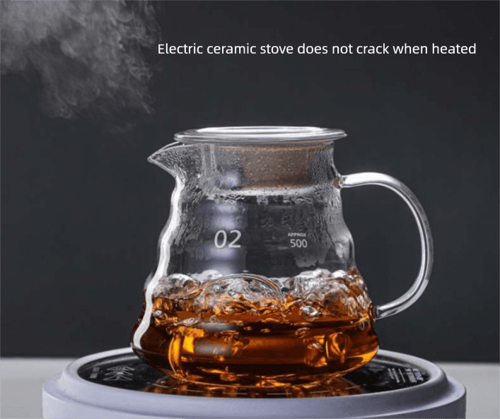 Borosilicate Glass Coffee Server 600ml Heat Resistant Cloud Design Large Pour Over Carafe with Lid
