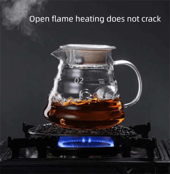 Borosilicate Glass Coffee Server 600ml Heat Resistant Cloud Design Large Pour Over Carafe with Lid