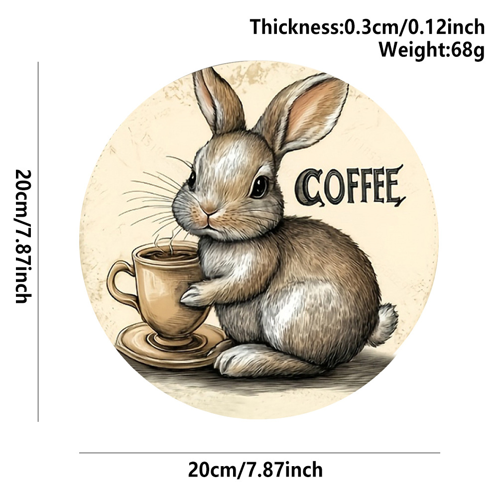 3 PCS Easter Wooden Hanging Signs Round Wall Decor Bunny and Egg Designs 20cm Front Door Plaque