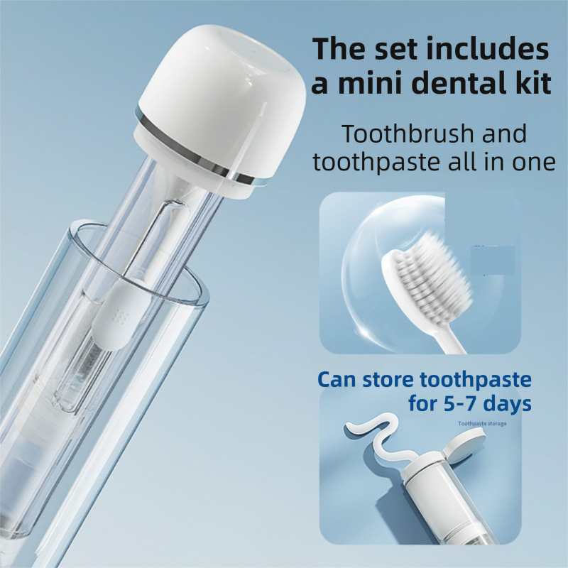 Grey Portable 2-in-1 Travel Toothbrush/Toothpaste Organizer & Mouthwash Cup - Lightweight and Durable Crystal Clear PC Material