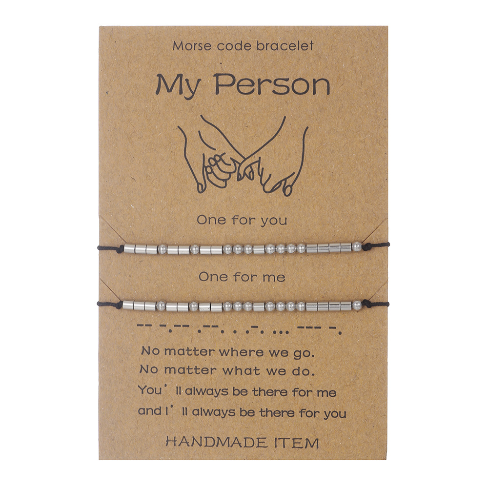 Stainless Steel Morse Code Bracelet(16-26cm) with Secret Message My Person - Meaningful Gift for Best Friends, Sisters & Family
