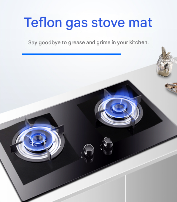 2-Piece Black Reusable Oil-Proof Teflon Stovetop Burner Liners - Cuttable, Non-Stick, Heat-Resistant & Dishwasher Safe Clean Pad