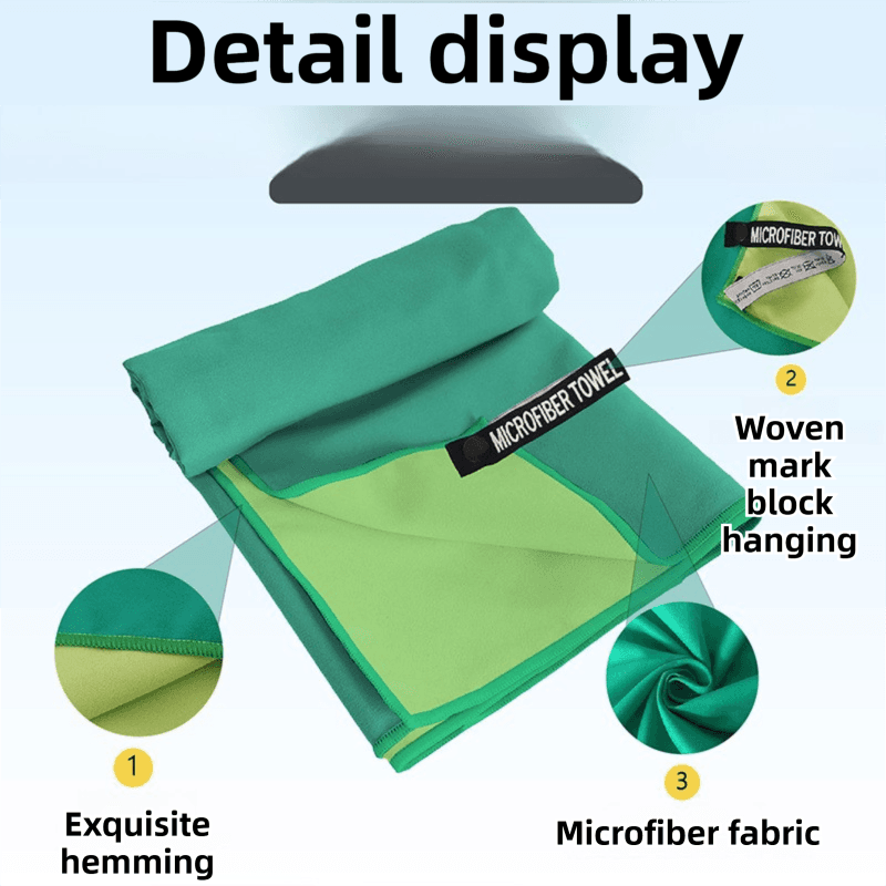 Microfiber Double-Sided Fleece Towel Set Rapid Drying 40x80CM 76x152CM Blue