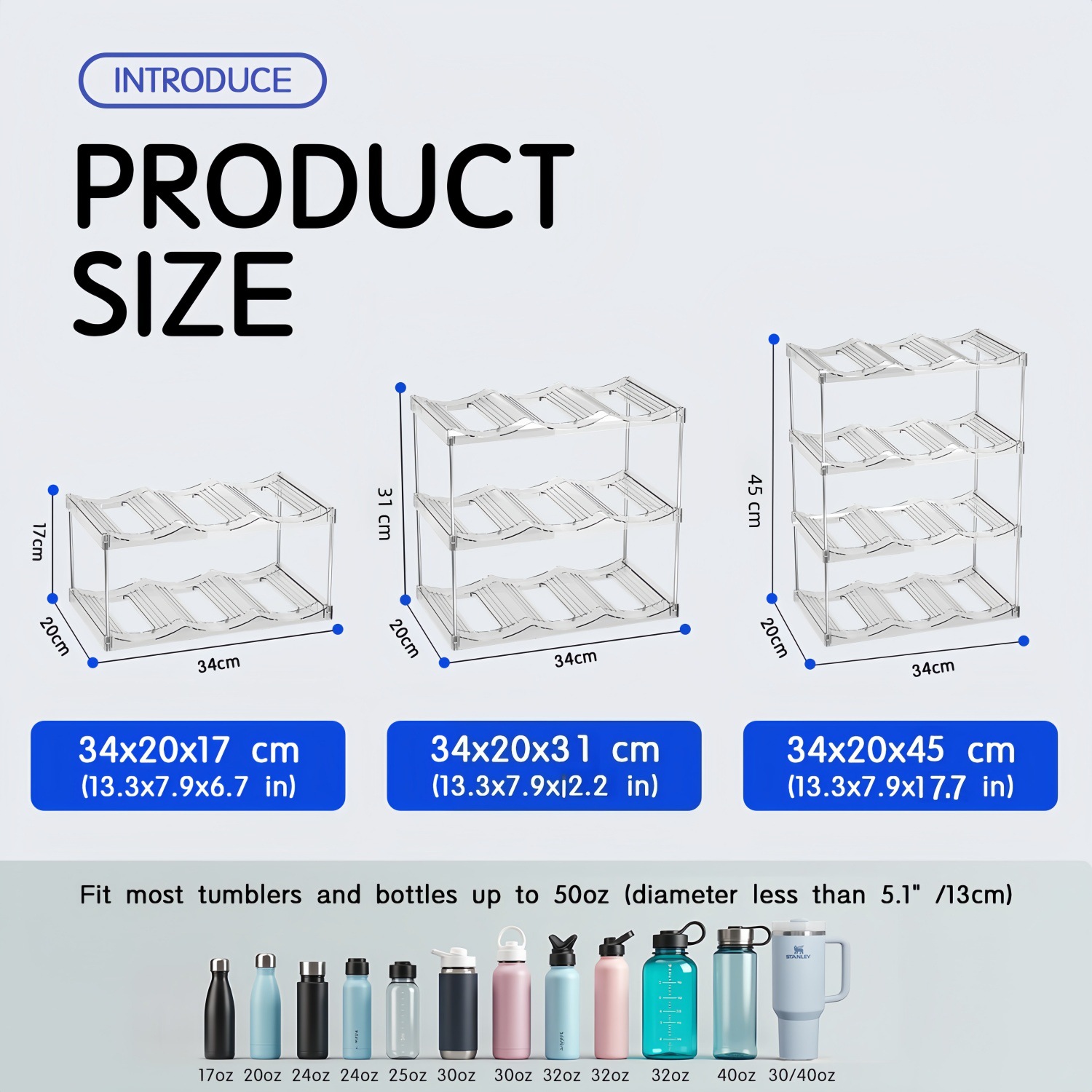 4-Tier Stackable Black Cup & Wine Organizer - Detachable Tumbler & Bottle Desktop Rack