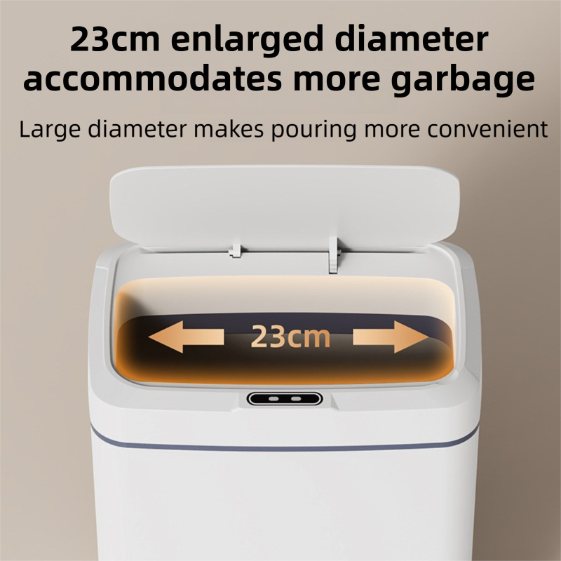 White Intelligent Dual-Sensor Trash Can (Hand-Wave & Knee-Bend) - Slim-Fit Touchless Rechargeable Bin for Bathroom & Kitchen