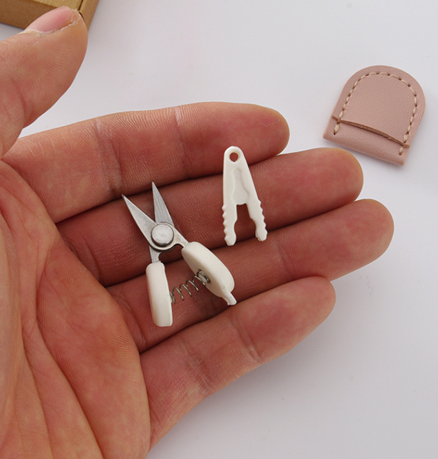 Yellow Ultra-Portable Mini Precision Scissors Set - Compact 7cm Craft Snips with Safety Cap, Leather Sheath, and Keychain Hook for Travel and DIY