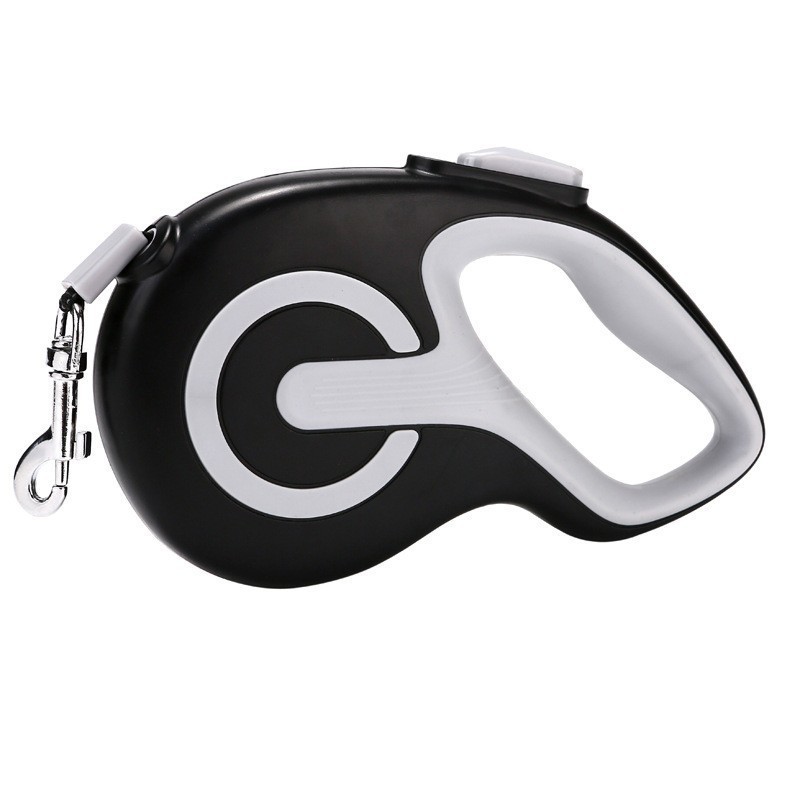 Black 3 Meter Retractable Dog Leash | Ergonomic Anti-Slip Grip | Heavy Duty Nylon Rope for Small to Medium Dogs