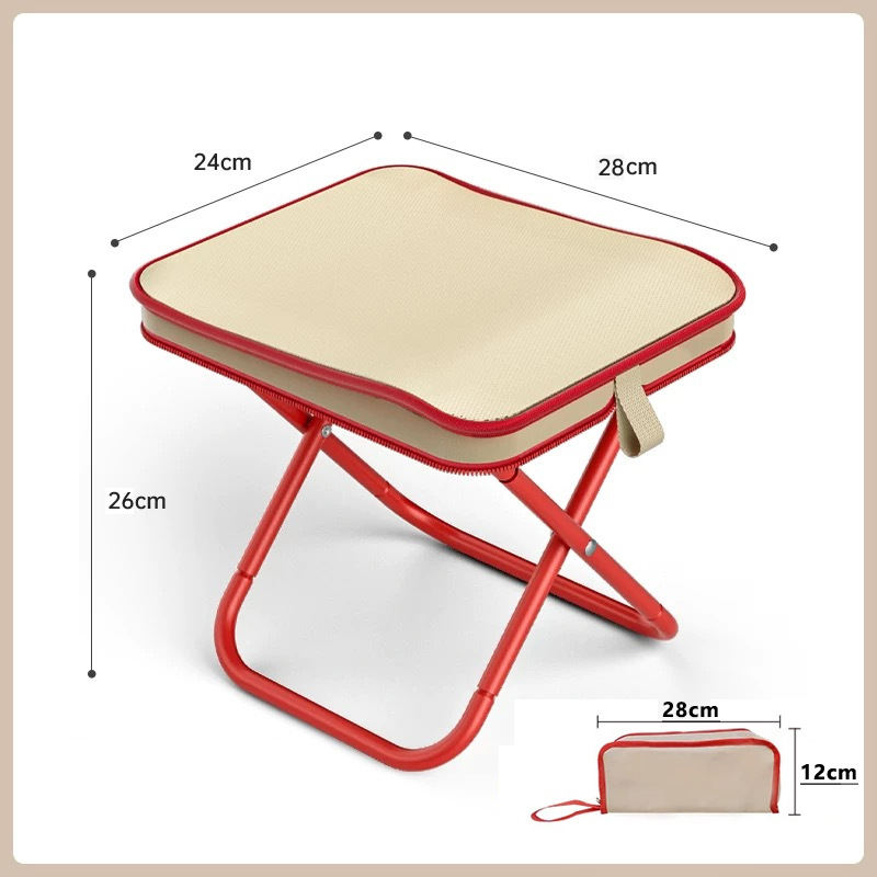 Red Premium 2-Piece Portable Folding Stool Set | Lightweight Compact Camping Chairs | Durable Outdoor Seats for Fishing, Picnics, and Hiking