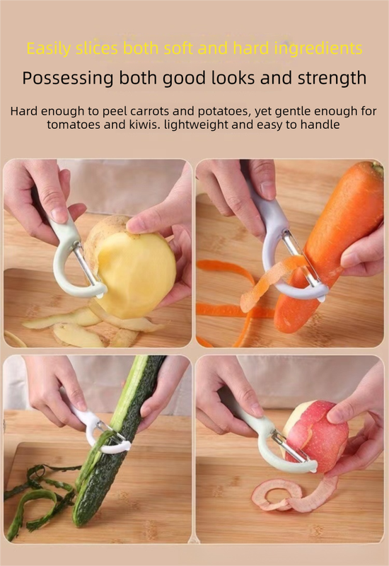 2 Pcs Grey Multi-Functional Vegetable & Fruit Peeler – Stainless Steel Blade with Ergonomic PP Handle (60g)