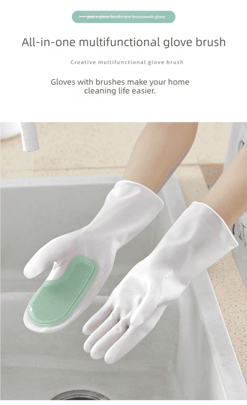 Cleaning Gloves Integrated Brush Glove Multifunctional Pink 3 Pairs