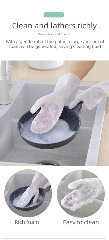 Cleaning Gloves Integrated Brush Glove Multifunctional Pink 3 Pairs