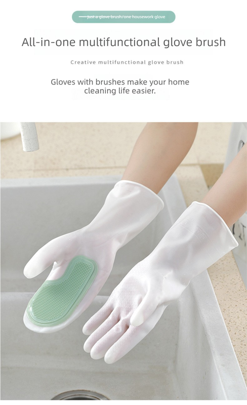 3 Pairs of Purple Brush Gloves Integrated Brush Glove – Multifunctional Cleaning Glove for Kitchen, Dishwashing & Household Tasks