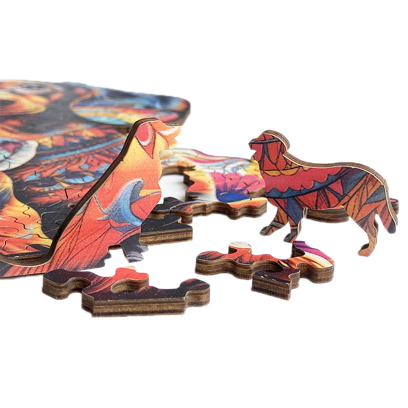 Irregular-Shaped Puzzle – A3 Size (33×43cm), 210-Piece Design, 4mm Thickness, Compact Packaging(A mother and her puppies)