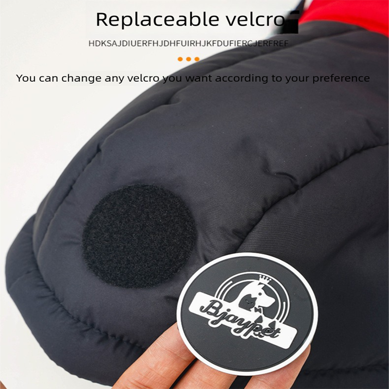 Red Thickened Winter Dog Coat with Reflective Strips – Waterproof, Windproof Pet Jacket for Small to Medium Dogs, Adjustable Fit with Detachable Leash Hook and Decorative Velcro Patch(Size: S)