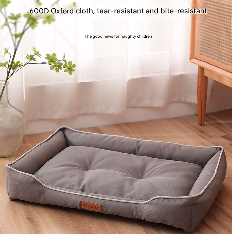 Light grey Rectangular Pet Bed with Removable Cooling Mat – Durable 600D Oxford Fabric Dog & Cat Bed, High-Rebound PP Cotton Filling, Non-Slip Base, for Medium to Large Breeds, Includes Free Cooling Pad(Size:S)