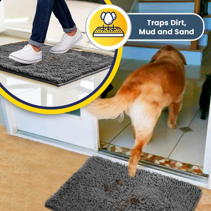 Coffee color 50×80 cm Extra-Thick Chenille Floor Mat for Bathrooms and Pet Use – High-Density Absorbent, Non-Slip, Machine-Washable Rug for Dogs and Humans