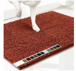 Orange-red 50×80 cm Extra-Thick Chenille Floor Mat for Bathrooms and Pet Use – High-Density Absorbent, Non-Slip, Machine-Washable Rug for Dogs and Humans