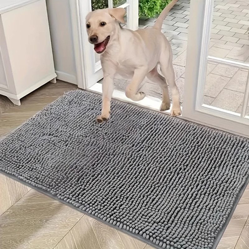Orange-red 50×80 cm Extra-Thick Chenille Floor Mat for Bathrooms and Pet Use – High-Density Absorbent, Non-Slip, Machine-Washable Rug for Dogs and Humans