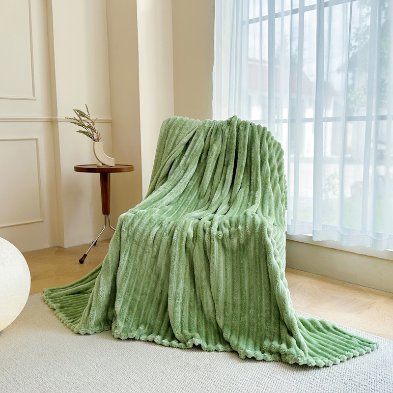 2-Pack Green Ultra-Soft Faux Rabbit Fur Plush Sofa Cushion & Bedding Blanket(150 x 200 CM + 200 x 230 CM) - Luxury Double-Sided Thickened Winter Fleece