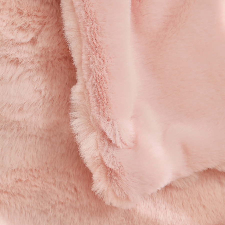 Pink Luxury Tuscany Fleece Rabbit Fur Bubble Blanket - Double-Sided Thickened Soft Plush Extra Large Bedding Set(200x230 CM Large Blanket + 2 Pack 45x45 CM Cushion Cover)