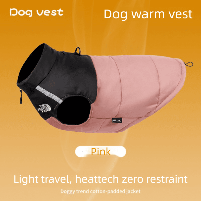 Pnik M Size Dog Clothing — Warm, Thickened Cotton Jacket for Autumn & Winter; Waterproof Pet Vest — Reflective Safety Design, Leash-Compatible