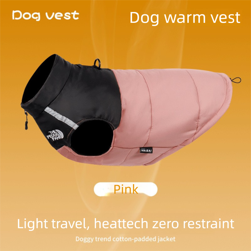 Pnik M Size Dog Clothing — Warm, Thickened Cotton Jacket for Autumn & Winter; Waterproof Pet Vest — Reflective Safety Design, Leash-Compatible
