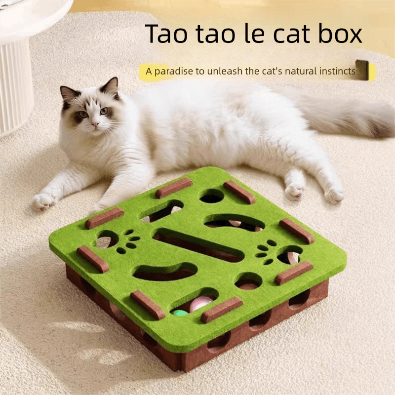 Cat Toy Set Interactive Maze Design 2 Piece Grey Plush