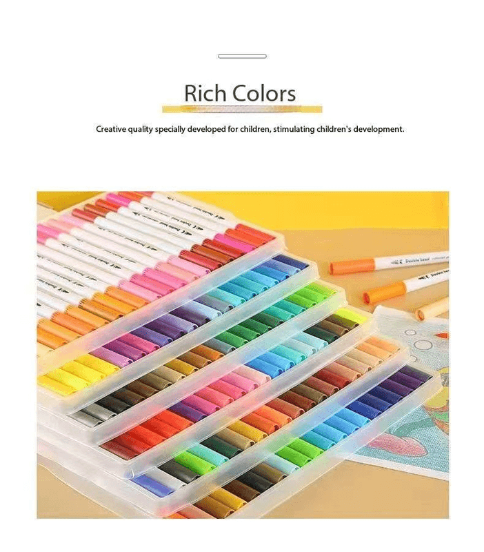 White 60 COLOURS Dual-Tip Watercolor Marker Set - Colors Washable Art Pens with Brush & Fine Tips for Students & Artists