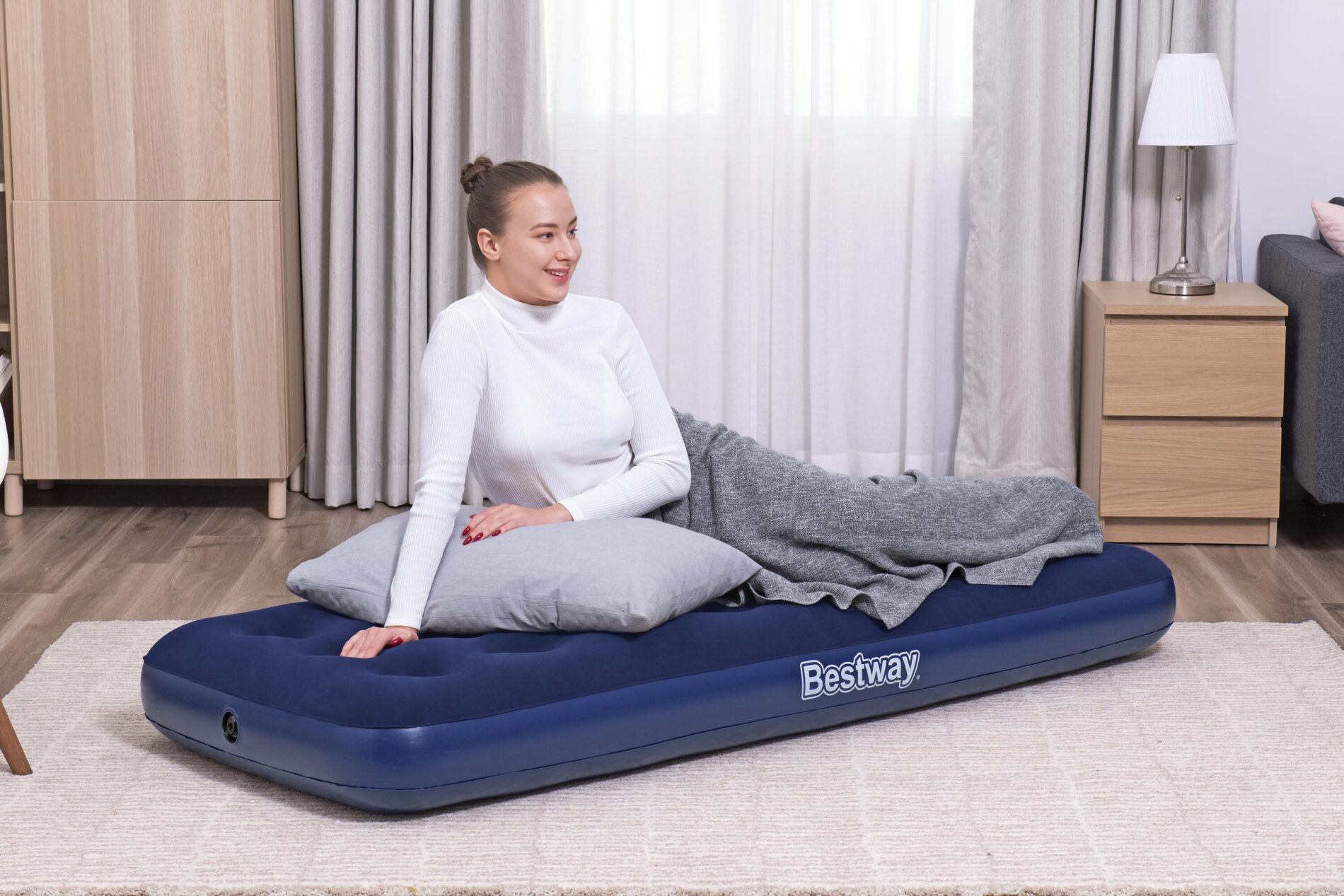 Bestway 1.85m x 76cm x 22cm Air Mattress Jr.Twin Indoor/Outdoor Heavy Duty Durable Camping
